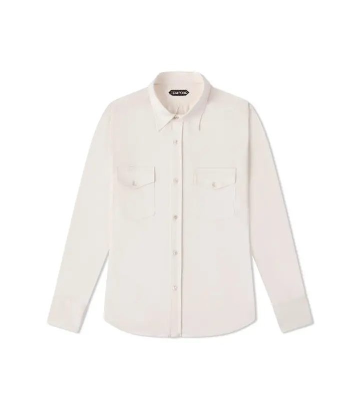 SILK COTTON BLEND SHIRT WHITE online